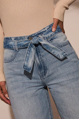Hazel Blues® | Tied Wide Leg Jeans with Pockets