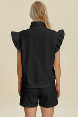 Hazel Blues® | Double Take Texture Flounce Sleeve Top and Shorts Set