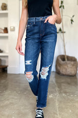 Hazel Blues® | Judy Blue High Waist Rigid Magic Heavy Destroy Straight Jeans