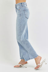 Hazel Blues® | RISEN Tummy Control High Rise Crop Wide Leg Jeans