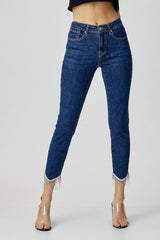Hazel Blues® | RISEN Embellished Mid Rise Crop Skinny Jeans