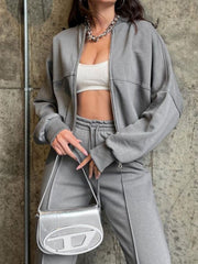 Hazel Blues® | Baseball Collar Zip Up Top and Drawstring Paants Set
