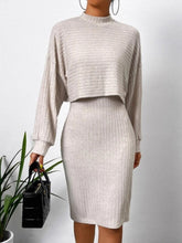 Hazel Blues® | Mock Neck Long Sleeve Top and Wide Strap Dress Set