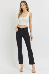 Hazel Blues® | RISEN High Rise Wide Waistband Ankle Bootcut Jeans