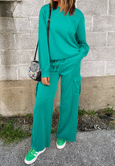 Hazel Blues® | Round Neck Long Sleeve Top and Drawstring Pants Set