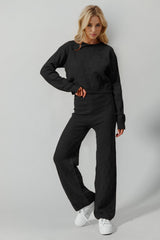 Hazel Blues® | Double Take Checkered Round Neck Top and Pants Set