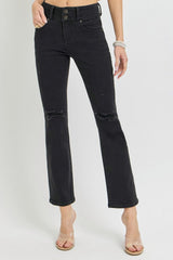 Hazel Blues® | RISEN High Rise Wide Waistband Ankle Bootcut Jeans