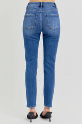 Hazel Blues® | RISEN High Rise Ankle Skinny Knee Distressed Jeans