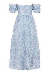 True Decadence Blue Amelia Blue Floral Bardot Skater Dress
