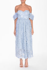 True Decadence Blue Amelia Blue Floral Bardot Skater Dress