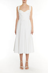 True Decadence White HannahPleated Corset Midi Dress