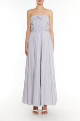 true Decadence Gracie Icy Lilac Grey Pleated Twist Front Maxi Dress
