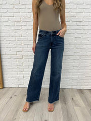 Hazel Blues® | Addie Mid Rise Vintage Wash Wide Leg Jeans