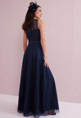 Samantha Jane Navy Angel Embellished Gown