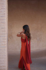 Zahara Dress in Orange and Red - Shipping/Envio 25/05 to 29/05