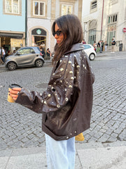 City Jacket In Brown With Studs