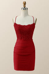 Beaded Dark Green Appliques Bodycon Mini Dress