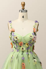 Floral Embroidered Champagne Tulle Short Homecoming Dress