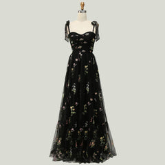 Green A-line Embroidered Long Formal Gown