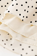Cap Sleeves White Polka Dots Short Dress