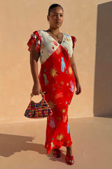 Red Celestial Midi Dress Petite