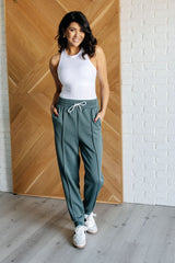 Hazel Blues® | Center Seam Scuba Joggers in Ash Jade