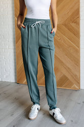 Hazel Blues® | Center Seam Scuba Joggers in Ash Jade
