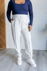 Hazel Blues® | Center Seam Scuba Joggers in Heather Grey