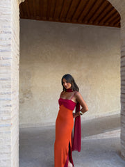 Zahara Dress in Orange and Red - Shipping/Envio 25/05 to 29/05