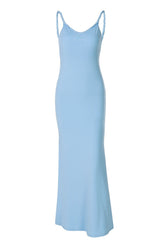 Blue Low Back Fitted Maxi Dress