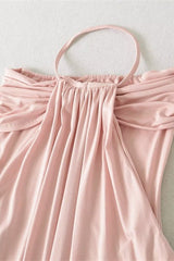 Pink Halter Long Dress with Jacket