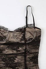 Black Lace Straps Sheer Long Dress