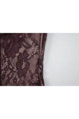 Halter Brown Lace Column Long Dress