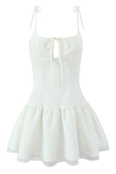 Bow Spaghetti Strap Hollow-out Short Dress