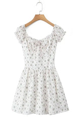 Black Floral Cap Sleeve Ruched Long Dress