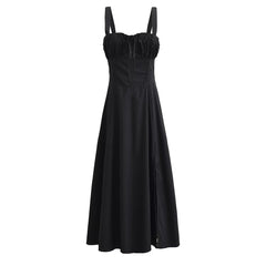 Pink Ruched Neck Bow Long Party Dress