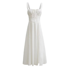 Pink Ruched Neck Bow Long Party Dress