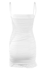 Brown Straps Ruched Tight Short Dress