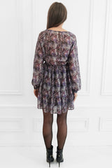 Honor Gold Drew Floral Printed Mini Dress With Long Sleeves