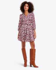 Jordan Long-Sleeve Wrap Dress in Hammered Satin