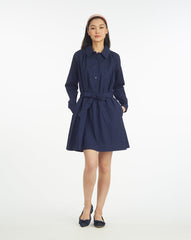 Ellie Pleated Shirtdress in Cotton Dobby