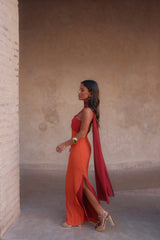 Zahara Dress in Orange and Red - Shipping/Envio 25/05 to 29/05