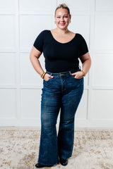 Hazel Blues® | Edna High Rise Control Top Shield Pocket Flare Jeans