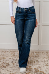 Hazel Blues® | Edna High Rise Control Top Shield Pocket Flare Jeans