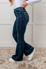 Hazel Blues® | Edna High Rise Control Top Shield Pocket Flare Jeans