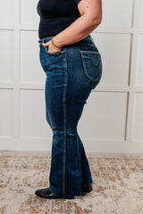 Hazel Blues® | Edna High Rise Control Top Shield Pocket Flare Jeans