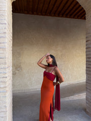 Zahara Dress in Orange and Red - Shipping/Envio 25/05 to 29/05