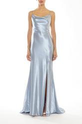 true Decadence Pippa Steel Blue Bridesmaid Cowl-Neck Slip Dress