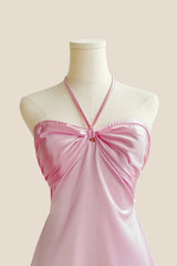 Halter Lavender Back Tie A-line Short Dress