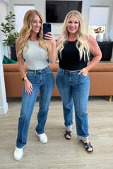 Hazel Blues® | Campbell High Rise Center Seam Detail Straight Jeans